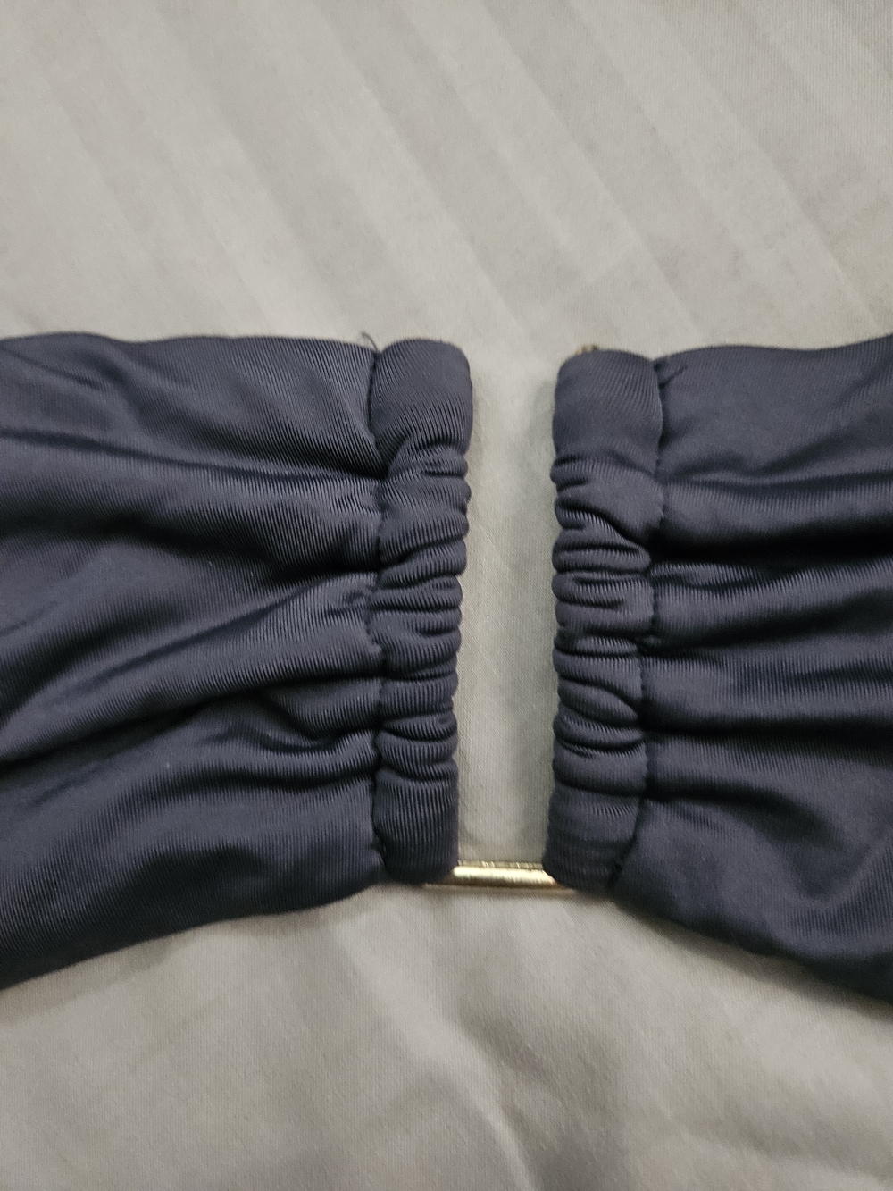 Navy Bandeau & Striped Tie-Side Bikini Set - Picture 2 of 5